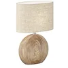 Image de Fischer & Honsel | Lampe de table Tobse | Couleur bois | Abat-jour en tissu et lin couleur sable | L : 34 cm, l : 17 cm, H : 53 cm | avec interrupteur à cordon | 1 ampoule E27 max. 40 W | 50608