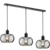 Image de Fischer & Honsel Suspension Dima - Noir sable - Verre - Couleur fumée - Longueur : 110 cm - Largeur : 22 cm - Plafonnier : 160 cm - 3 ampoules E27 max. 40 W - 60901
