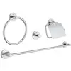 Image de GROHE Accesoires salle de bains Essentials, barre anneau patère porte serviette, dérouleur de papier toilette, fixations encastrées, chromé, 40776001 (Import Allemagne)