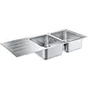 Image de Grohe Évier 2 bacs avec égouttoir K500 réversible, 116 x 50 x 19 cm, acier inoxydable chromé (Référence : 31588SD1)