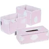 Image de roba Boites en Tissu pour Soins Bébé "Kleine Wolke rosa" - 2 Paniers de Rangements + 1 Distributeur de Lingettes Humide Pliables