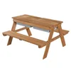 Image de roba Table Pique-nique pour Enfants Play en Bois Massif avec 2 Bacs à Sable et Eau Intégrés - Résistante aux Intempéries - Marron