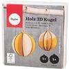 Image de Rayher Lot de 2 boules de Noël 3D en bois certifié FSC, naturel, 7 + 8 cm de diamètre, avec cordon, 64521505