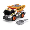 Image de Dickie Toys City Heroes 203306025 Camion de chantiers de 30 cm avec lumière et son, benne basculante, tamis et pelle amovible pour sable, piles incluses, à partir de 3 ans