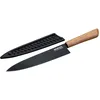 Image de Nirosta Flow Couteau de chef   Manche en acacia certifié/acier inoxydable, lame en acier inoxydable antiadhésive, large lame avec affûtage tranchant, protection durable de la lame   Noir