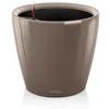 Image de Lechuza CLASSICO 28 LS Pot de fleurs à arrosage automatique pour intérieur ou extérieur Petite table en plastique avec trou de drainage Taupe brillant 28 x 26 cm