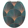 Image de WENKO Abattant WC Aira en MDF certifié FSC® avec fixation robuste en acier inoxydable et couvercle géométrique style Art déco 35,5 x 42,5 cm Multicolore