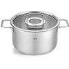 Image de Fissler Pure Collection Casserole en acier inoxydable (Ø 24 cm, 5,7 l) avec couvercle en verre, graduation intérieure, induction, argent