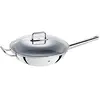 Image de ZWILLING Wok, Couvercle en Verre, Grille Amovible Inclus, Ø 32 cm, Acier Inoxydable, Compatible Induction, Manche Long, série Plus, Inox Brillant