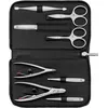 Image de ZWILLING Kit de manucure (8 pièces, soin complet des ongles, pédicure, étui en cuir véritable avec fermeture Éclair) Noir