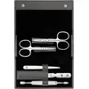 Image de ZWILLING Kit de manucure (5 pièces, soin des ongles et pédicure, avec étui en cuir véritable, ciseaux à ongles et ciseaux à cuticules), acier inoxydable poli, anthracite