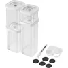 Image de ZWILLING FRESH & SAVE CUBE Lot de 6 boîtes de rangement avec 4 boîtes de conservation Cube (S, 2 x 2S, 3S), cuillères doseuses (3 tailles), 5 étiquettes NFC, 1 marqueur à craie