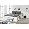 Image de Inter Link - Lit double - Multifonction - Lit avec rangements - Lit fonctionnel -Avec tables de chevet - 6 tiroirs - 8 niches - Bois massif - Avec 2 sommiers -Blanc vernis - Till 160 x 200 cm