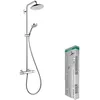 Image de hansgrohe Croma - Colonne de douche avec mitigeur thermostatique, douche pluie (  220mm) avec robinet, douchette (4 jets), support, flexible de douche, barre et douche de tête ronde, Chromé, 27185000