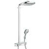Image de hansgrohe Raindance Select E - Colonne de douche avec mitigeur thermostatique, douche pluie (300 x 190 mm) avec robinet, douchette, support, flexible, barre et douche de tête carrée, Chromé, 27127000