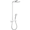 Image de hansgrohe Colonne de douche Raindance Select E, douche de tête 300mm, set de douche avec mitigeur thermostatique, pommeau de douche, tête de douche pluie avec 2 jets, Blanc/Chromé, 27126400