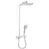 Image de hansgrohe Colonne de douche Raindance E, douche de tête 360mm, set de douche avec mitigeur thermostatique, pommeau de douche, tête de douche pluie avec 1 jet, Chromé, 27288000