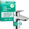 Image de hansgrohe Mitigeur lavabo Logis, hauteur sous bec 100mm, robinet lavabo bas débit avec vidage, Chromé, 71104000