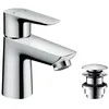 Image de hansgrohe Mitigeur lavabo Talis E, hauteur sous bec 80mm, robinet lavabo avec vidage Push-Open, Chromé, 71701000