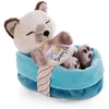 Image de NICI 47893 Sleeping Pets Peluche Siam pour filles, garçons et bébés 12 cm   Chat en peluche pour câliner, jouer et dormir   Doudou confortable, beige