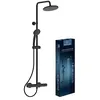 Image de Ideal Standard Ceratherm T25 Système de douche, douchette à effet pluie économe en eau avec douchette 1 fonction et protection anti-brûlure (CoolBody), hauteur réglable, tuyau de douche 1750 mm   Noir