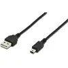 Image de Digitus AK-300130-018-S USB-kabel USB 2.0 USB-A stekker, USB-mini-B stekker 1.80 m Zwart Rond, Afgeschermd (dubbel)