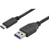 Image de Digitus AK-300136-010-S USB-kabel USB 3.2 Gen1 USB-A stekker, USB-C stekker 1.00 m Zwart Rond, Stekker past op beide manieren, Afgeschermd (dubbel)
