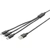 Image de Digitus AK-300160-010-S USB-laadkabel Apple Lightning stekker, USB-A stekker, USB-C stekker, USB-micro-B stekker 1.00 m Zwart Extreem robuust gevlochten