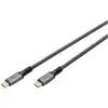Image de Digitus DB-300443-010-S USB-C-kabel USB 4.0 USB-C stekker 1.00 m Zwart Afscherming gevlochten, Afgeschermd, Scheurbestendig, Rond, 8K UHD