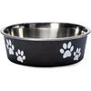 Image de Gamelle noire en acier inox anti-dérapante avec motifs Karlie pour chiens Diamètre 14 cm Contenance 500 ml