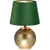 Image de Reality Leuchten Lampe de table Jonna R51242015, base en verre vert, abat-jour vert velours/doré, excl. 2x E14
