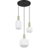 Image de Trio Leuchten Suspension DIVA 319830308, Métal Laiton/Noir mat, Verre Blanc, excl. 3x E27