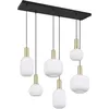 Image de Trio Leuchten Suspension DIVA 319800608, Métal Laiton/Noir mat, Verre Blanc, excl. 6x E27