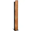 Image de Trio Leuchten Lampadaire KARUNI 463300330, Métal Noir mat, bois naturel, excl. 3x E27