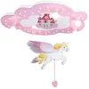 Image de Elobra Lampe licorne « Wolke Schloß mit Einhorn » | Joli plafonnier pour chambre d'enfant en forme de nuage avec licorne et veilleuse LED rose, bois, 75 x 50 x 8 cm