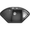 Image de Blanco Delta II 523656 Évier d'angle en silgranite PuraDur, avec système d'évacuation InFino, bac en acier inoxydable et commande d'échappement 90 cm