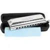 Image de CASCHA Harmonica chromatique 10-40 - 10 trous avec 40 tons - Boîtier en acier inoxydable robuste - Parfait pour les débutants et les professionnels - Avec étui souple et chiffon de nettoyage