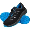 Image de Uvex Chaussures basses tendance avec système BOA Fit System, chaussures de sécurité S1 P SRC, chaussures de travail pour homme, noir/bleu, 45 EU