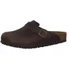 Image de Birkenstock Boston Blanc Semelles Souples Cuir Lisse, Habana, 37 EU