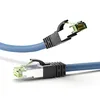 Image de Goobay RJ45 Câble de connexion réseau CAT 8.1 S/FTP 5 m Bleu Sans Halogène, avec protection anti-grille, doré