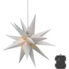 Image de goobay 64788 Étoile de Noël 3D LED Ø 56 cm Étoile avec 18 branches et minuterie Décoration de Noël pour une atmosphère chaleureuse Fonctionne avec piles Décoration murale Étoile lumineuse Blanc