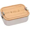 Image de LÄSSIG Boîte à déjeuner pour enfants Boîte à déjeuner en acier inoxydable et en bambou École maternelle durable/Lunchbox Stainless Steel Bamboo Garden Explorer