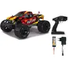 Image de Jamara 059737 - Nightstorm Monstertruck BL 4WD 1:10 Lipo 2,4GHz avec LED   Multijoueur, Brushless, Transmission intégrale, Électronique étanche aux éclaboussures, Châssis avec Renforts en Aluminium