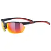 Image de uvex sportstyle 114, lunettes de plein air unisexe, miroir, avec verres interchangeables avec indice de filtration 0, 1 et 3, gris rouge/rouge, une taille