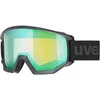 Image de uvex Athletic FM   Lunettes de ski pour homme et femme   Champ de vision élargi, anti-buée   Ventilation sans courant d'air   Noir mat/vert LGL   Taille unique