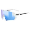 Image de uvex sportstyle 231 2.0 - Lunettes de sport pour homme et femme - Anti-buée - Ajustement sans pression et maintien parfait - Blanc mat/bleu - Taille unique