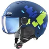 Image de uvex Rocket jr Visor Casque de Ski Enfant Unisexe, Blue Puzzle Matt, 54-58 cm