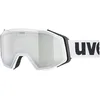 Image de uvex Gravity FM Masque de ski unisexe pour adulte Blanc mat/argenté/vert Taille unique