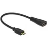 Image de Delock 65650 HDMI-kabel HDMI Aansluitkabel HDMI-mini-C-stekker, HDMI-A-bus 0.23 m Zwart Vergulde steekcontacten