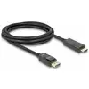 Image de Delock 82587 DisplayPort-kabel DisplayPort / HDMI Aansluitkabel DisplayPort-stekker, HDMI-A-stekker 2 m Zwart Afgeschermd (drievoudig), Vergulde steekcontacten